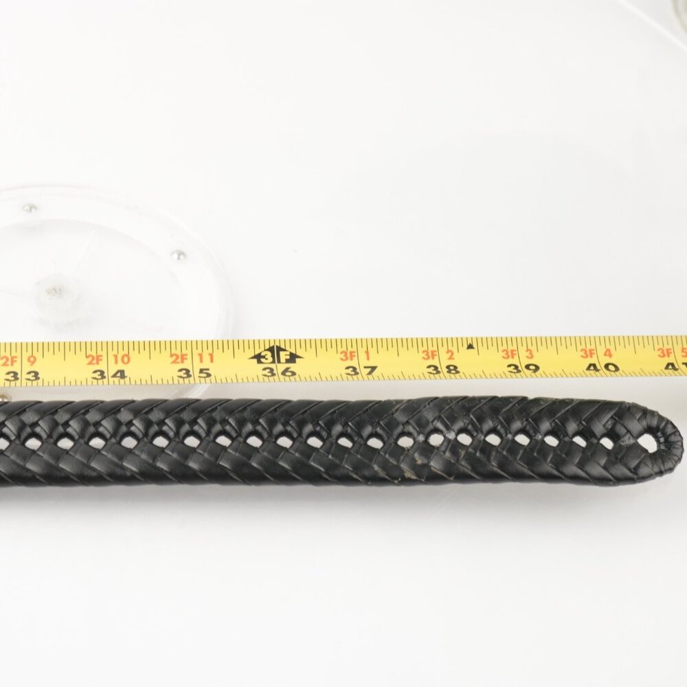 Dockers Mens Belt Size 36 Black Leather Woven Braided Brass Square Prong Buckle - Picture 8 of 10